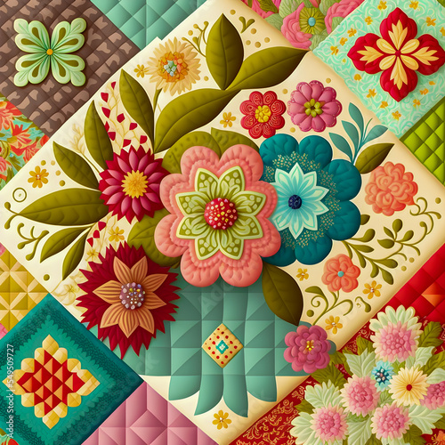 Patchwork Textile, Sarilmak, multicolor background.