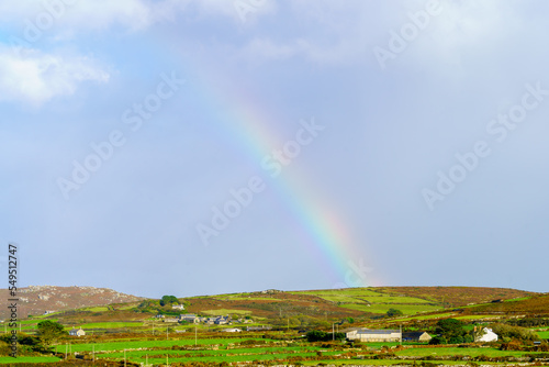 Rainbow over a countryside landscape in Cornwall