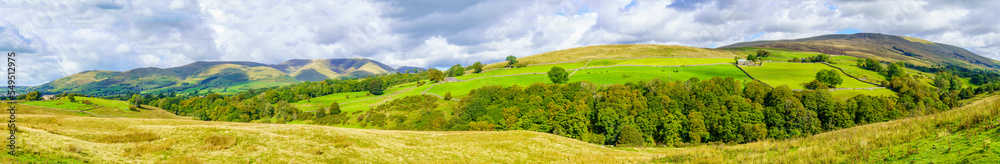 Panorama of landscape and countryside, Yorkshire Dales National Park