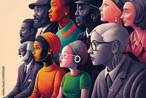 People of different gender, race and age. AI-generated illustration, representing diversity and inclusion.