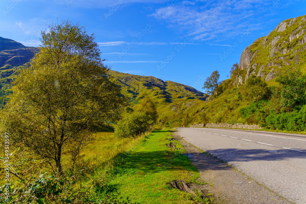 Road and landscape in the Lochaber region