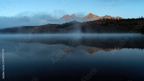 Fog rising off of Little Redfish lake in the Idaho Sawtooth’s