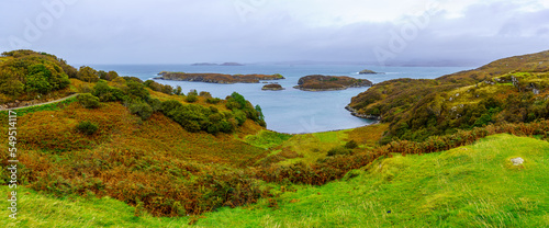 Panoramic view of coastal landscape in Drumbeg