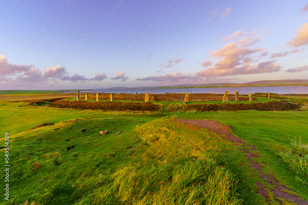Sunset view of the Ring of Brodgar Stone Circle