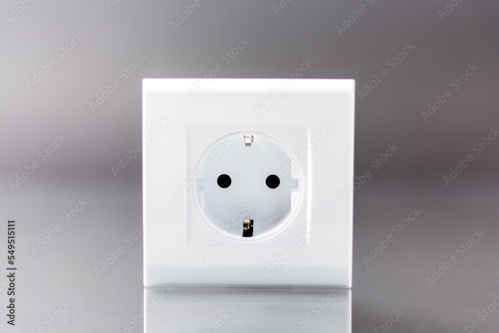 European white wall outlet, black background European white wall outlet, black background