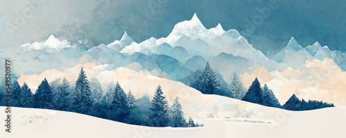 Collection of winter nature landscape background