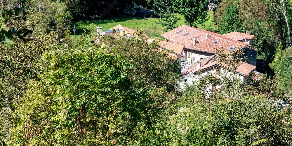 Bulnes de Abajo, La Villa, in the Picos de Europa National Park. Bulnes, Cabrales, Principality of Asturias, Spain, Europe, Bulnes de Abajo, La Villa, in the Picos de Europa National Park. Bulnes, Cabrales, Principality of Asturias, Spain, Europe,