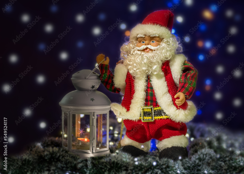Mikołaj z latarenką - obrazy, fototapety, plakaty 