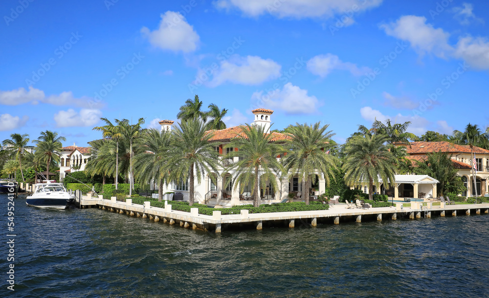 Beautiful waterfront home on the Intracoastal Waterway in Fort Lauderdale, Florida, USA.