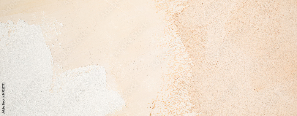 Fototapeta premium Three shades of beige plastered wall texture background