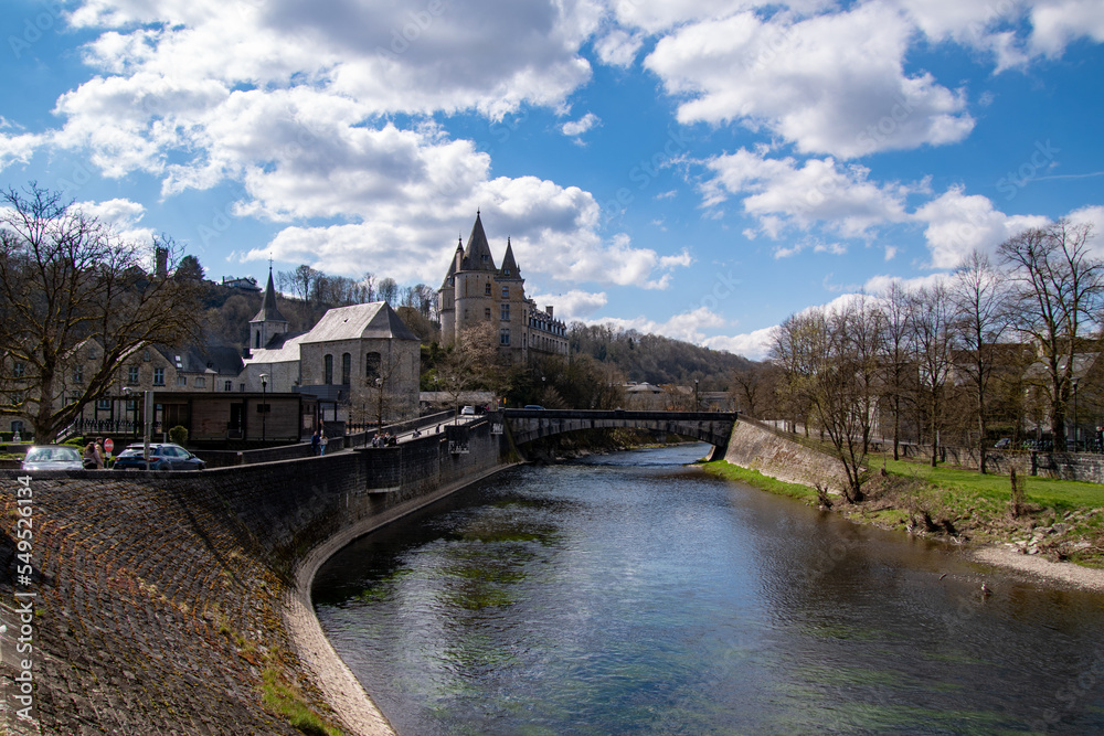 Fototapeta premium Durbuy Castle riverside view