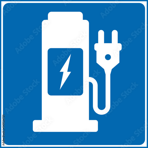 column for recharge the battery of the electric car, signal, sign street
