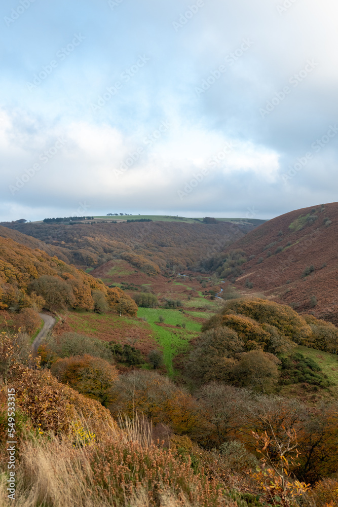 Landscape photo of the circular walk at Robbers bridge in Somerset in autumn