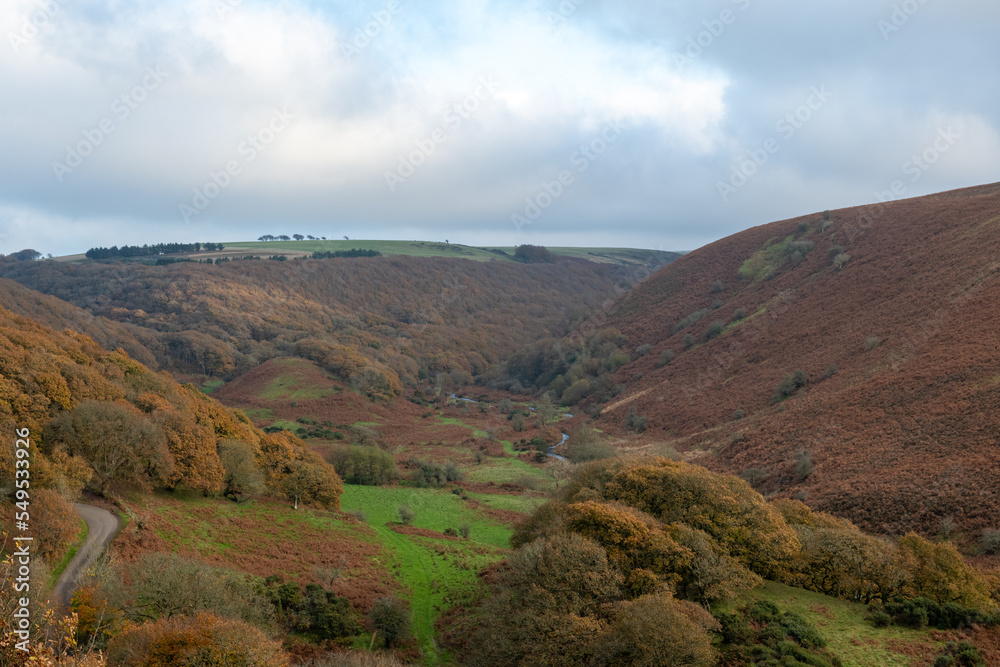 Landscape photo of the circular walk at Robbers bridge in Somerset in autumn