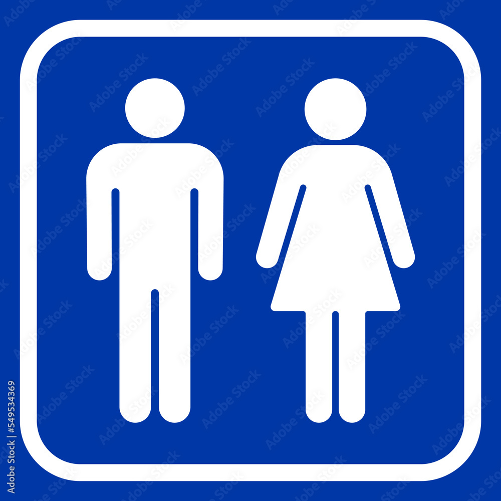 Male and female icon on blue background Male and female icon on blue background