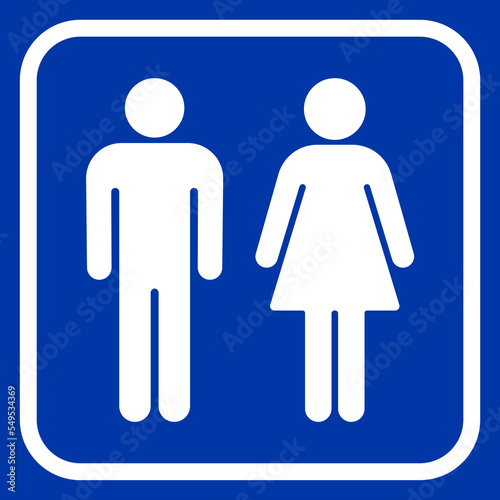 Male and female icon on blue background