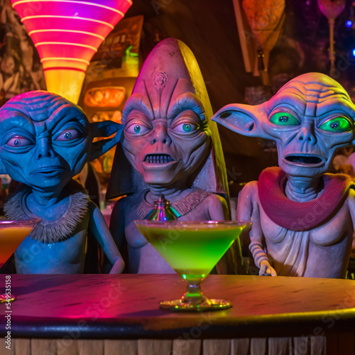 Sci-fi cantina with aliens