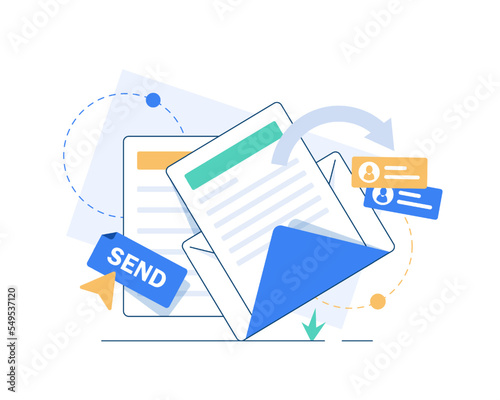 Email and messaging,Email marketing campaign,Working process, New email message,flat design icon vector illustration