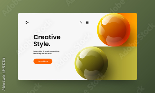 Trendy 3D spheres catalog cover concept. Simple placard design vector illustration.