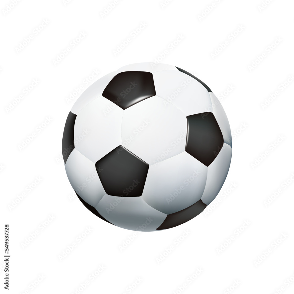 Soccer ball 3D icon isolated on white. Realistic 3d object football ball cartoon style. Sports football game. Sport