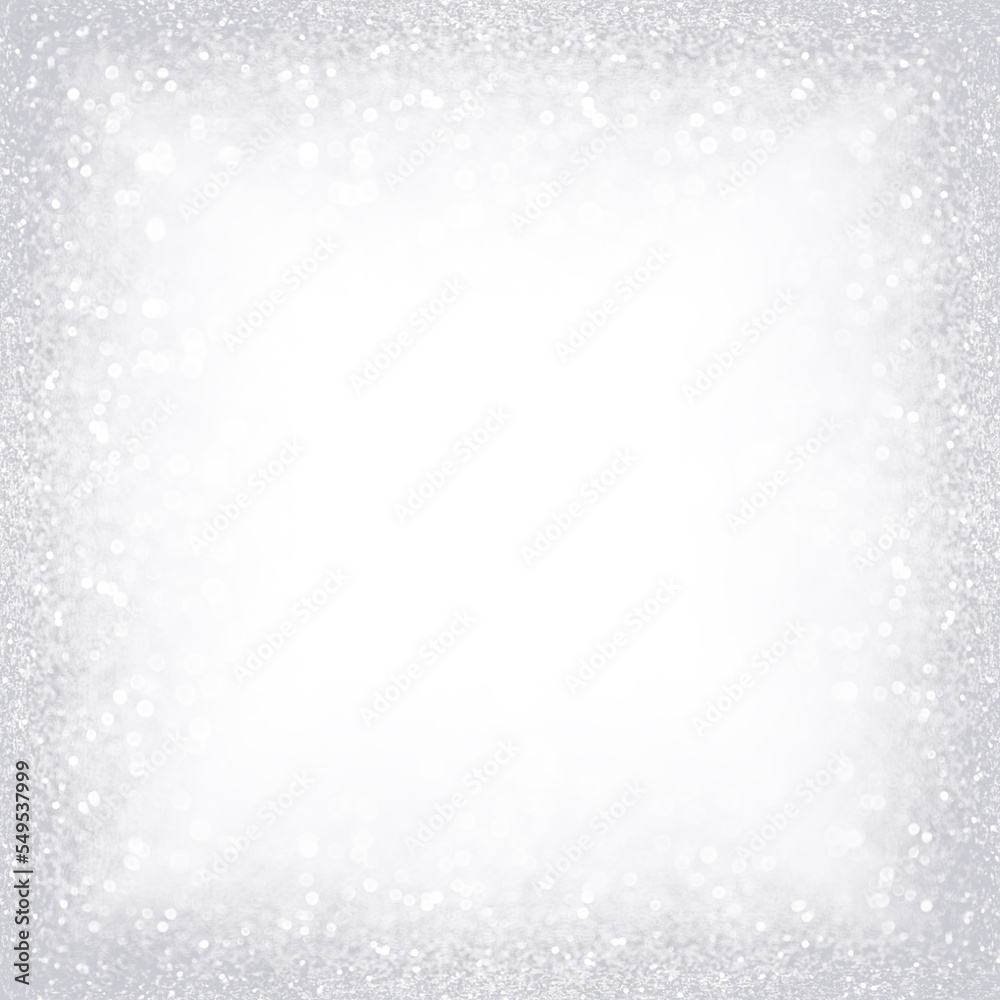 White silver glitter sparkle winter Christmas background border or diamond wedding anniversary birthday bling snow frame - obrazy, fototapety, plakaty 