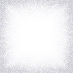 White silver glitter sparkle winter Christmas background border or diamond wedding anniversary birthday bling snow frame