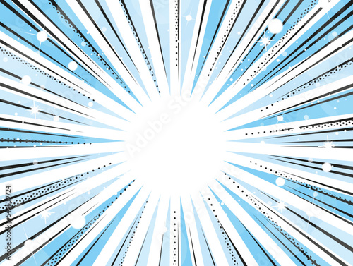 Arrière-plan des lignes d'action bleu de la bande dessinée. Lignes de vitesse Cadre manga isolé sur fond transparent. Conception graphique vectorielle 
