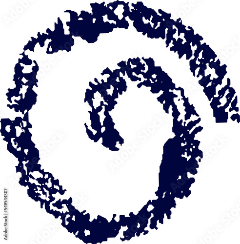 Blue vector spiral element in japanese style isolated on white background. art decorative hand drawn stamp.