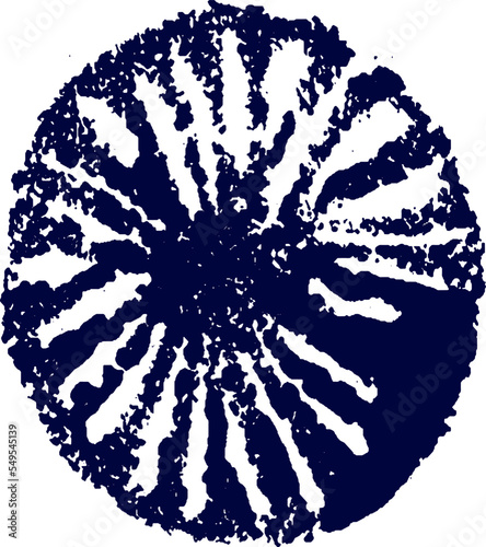 Blue vector flower stamp element in japanese style isolated on white background. art decorative hand drawn figure