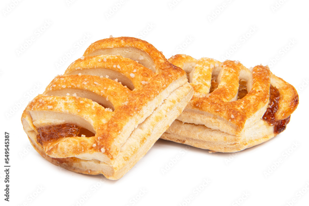 Puff oastry cookies fresh bakery shack isolated on the white background Puff oastry cookies fresh bakery shack isolated on the white background