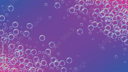 Fizz background with shampoo foam and soap bubbles.