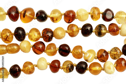 Foto Amber beads jewelry strands isolated on transparency  photo png file