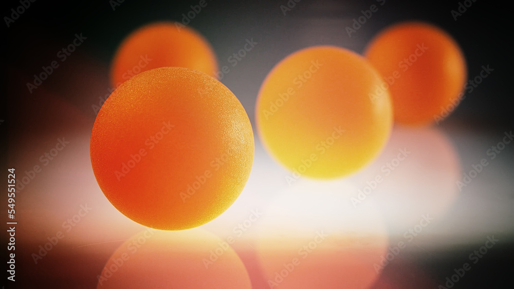 Orange Balls and Reflections on a Blue Background, Abstract Composition. Web Banner. Orange Balls and Reflections on a Blue Background, Abstract Composition. Web Banner.