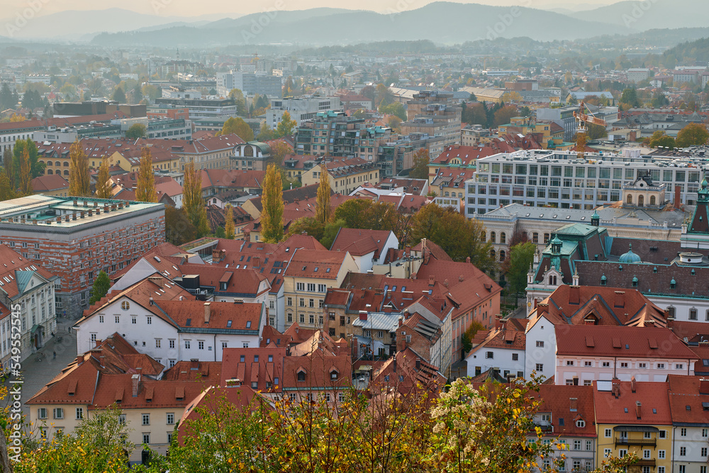 Obraz premium View of Ljubljana from Ljubljana Castle (Slovenian: Ljubljanski Grad)