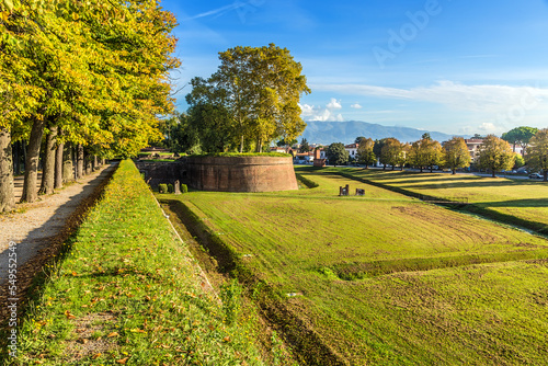 Lucca, Italy. A picturesque park arranged on top of a medieval fortress