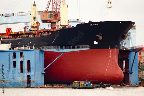 A ship in a dry dock, Shanghai, China