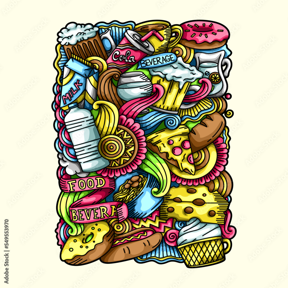 Food and Beverage Doodle Vector Design Illustration Food and Beverage Doodle Vector Design Illustration