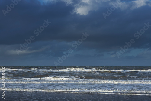 coast, north sea, beach, clouds, callantsoog, netherlands, waves, 