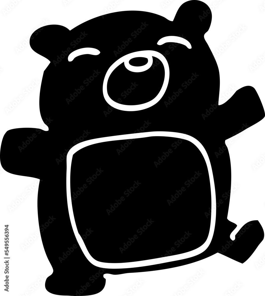 black and white cartoon teddy bear Stock Vector | Adobe Stock