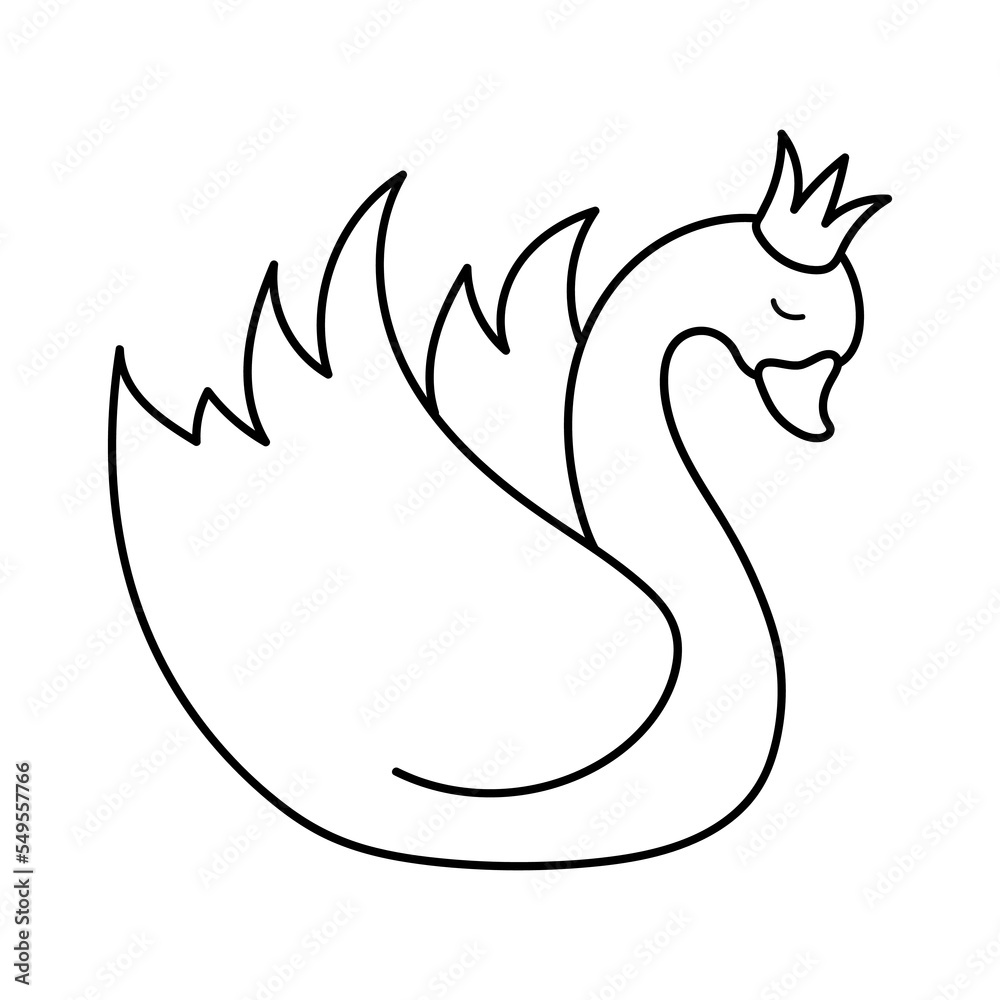 Swan with a crown. Coloring. Black and white vector illustration. Swan with a crown. Coloring. Black and white vector illustration.