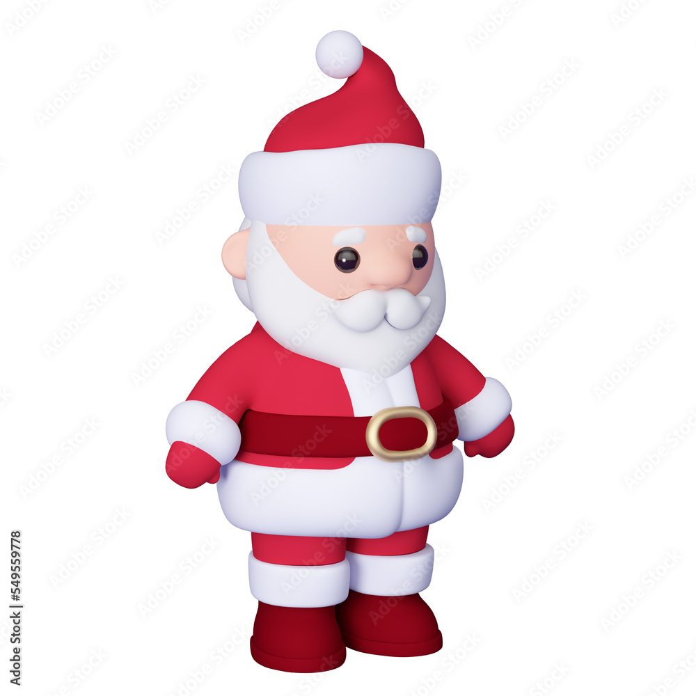 Cute cartoon Santa Claus isolated on a white background. 3d rendering Cute cartoon Santa Claus isolated on a white background. 3d rendering
