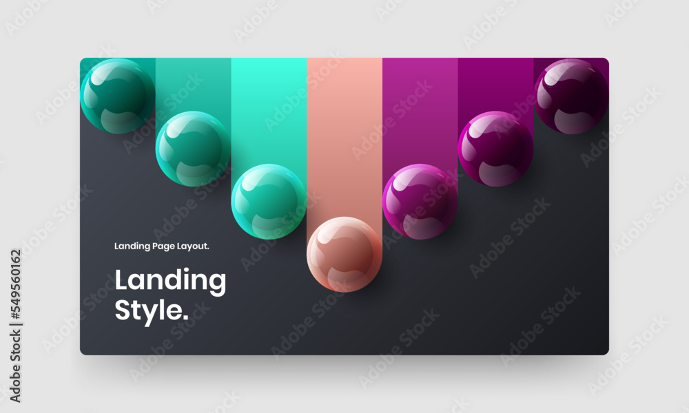 Abstract corporate brochure vector design concept. Minimalistic 3D spheres pamphlet layout.