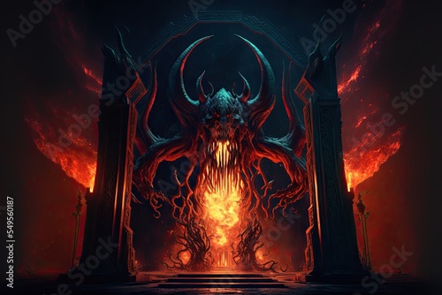 Photographie Demon watches over the gate portal to hell