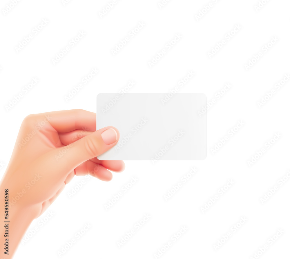 Hand holds out a business card. Vector illustration isolated on a white background. Can be used to present your product. EPS10. Hand holds out a business card. Vector illustration isolated on a white background. Can be used to present your product. EPS10.