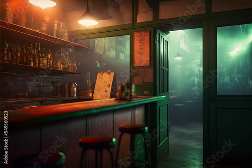 Obraz na plátne Interior of a dark alley dive bar