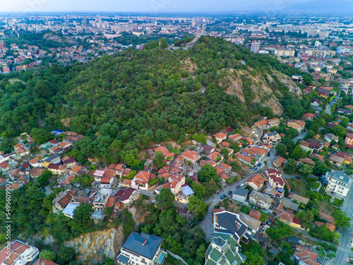 Town of Plovdiv in Bulgaria in valley of Rhodope mountains photo