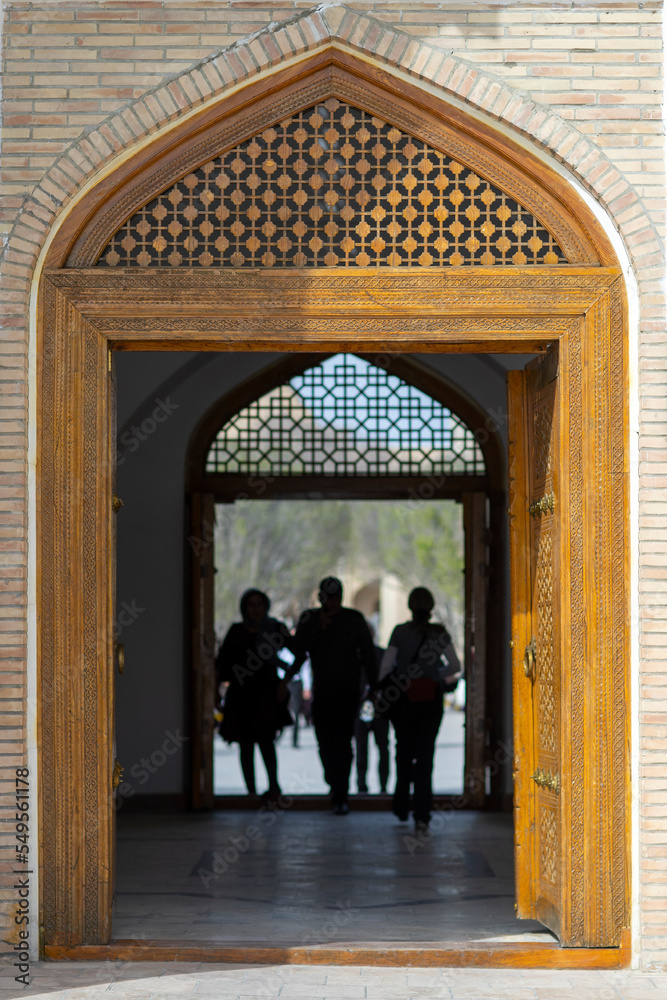 The front door of a pilgrimage site in Bukhara.