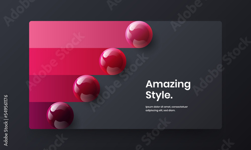 Bright web banner design vector illustration. Simple 3D spheres company brochure concept.