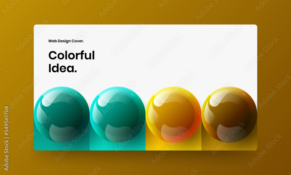 Minimalistic corporate cover design vector illustration. Bright 3D spheres annual report concept.