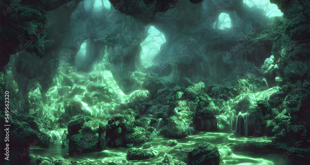 Fototapeta premium Digital Illustration Jade Garden